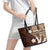 Samoa Teuila 2024 Leather Tote Bag Samoan Siapo Pattern Brown Version