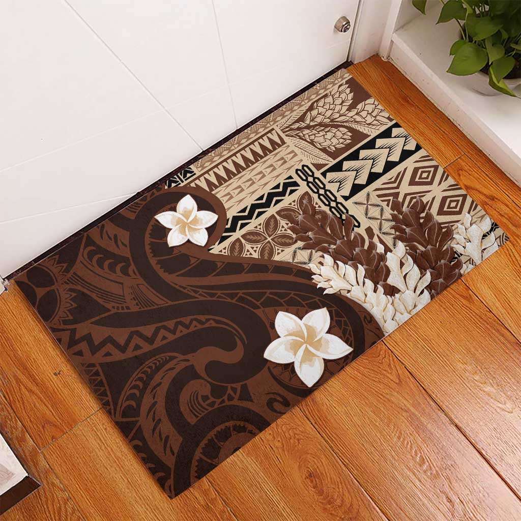 Samoa Teuila 2024 Rubber Doormat Samoan Siapo Pattern Brown Version