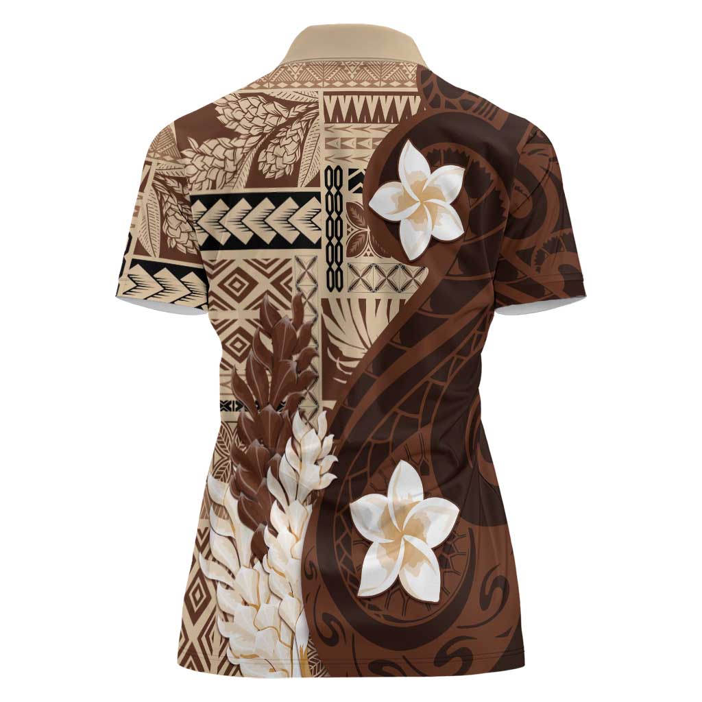Samoa Teuila 2024 Women Polo Shirt Samoan Siapo Pattern Brown Version