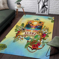 Aloha Hawaii Turtle Area Rug Retro Style - Polynesian Pride