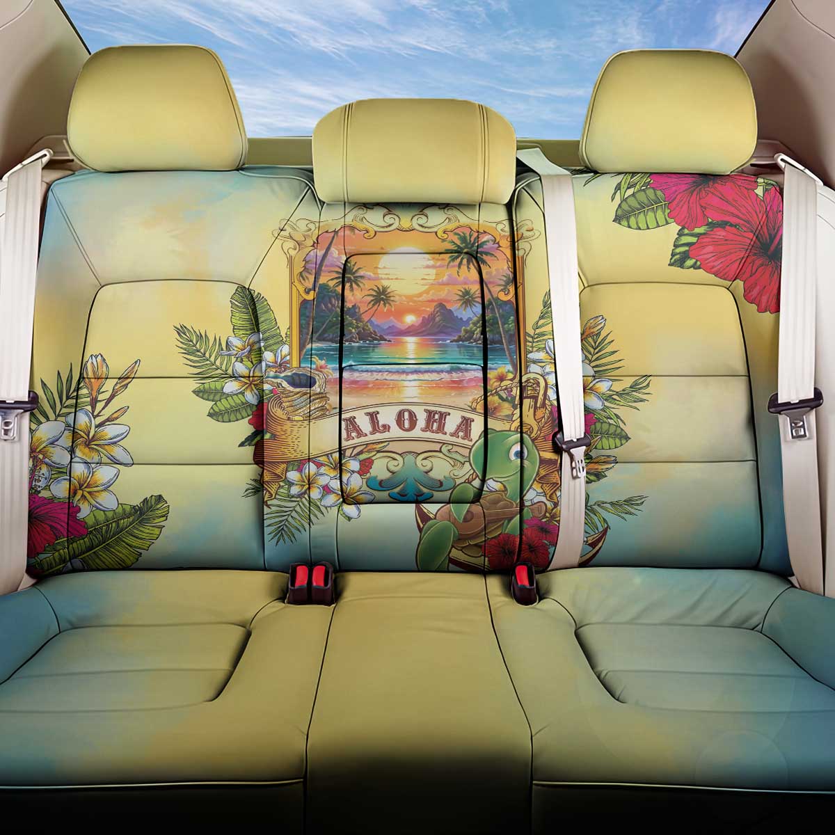 Aloha Hawaii Turtle Back Car Seat Cover Retro Style - Polynesian Pride