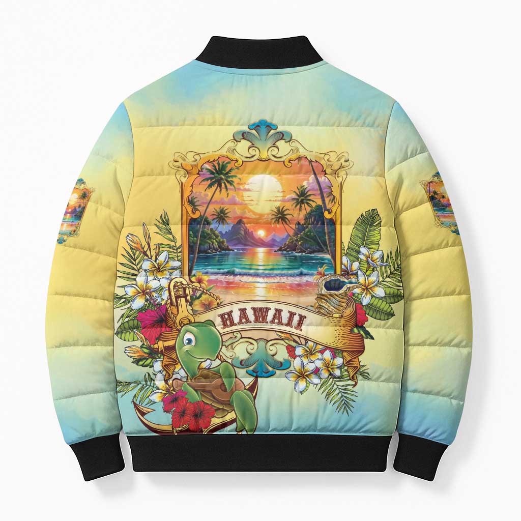 Aloha Hawaii Turtle Bomber Puffer Jacket Retro Style - Polynesian Pride