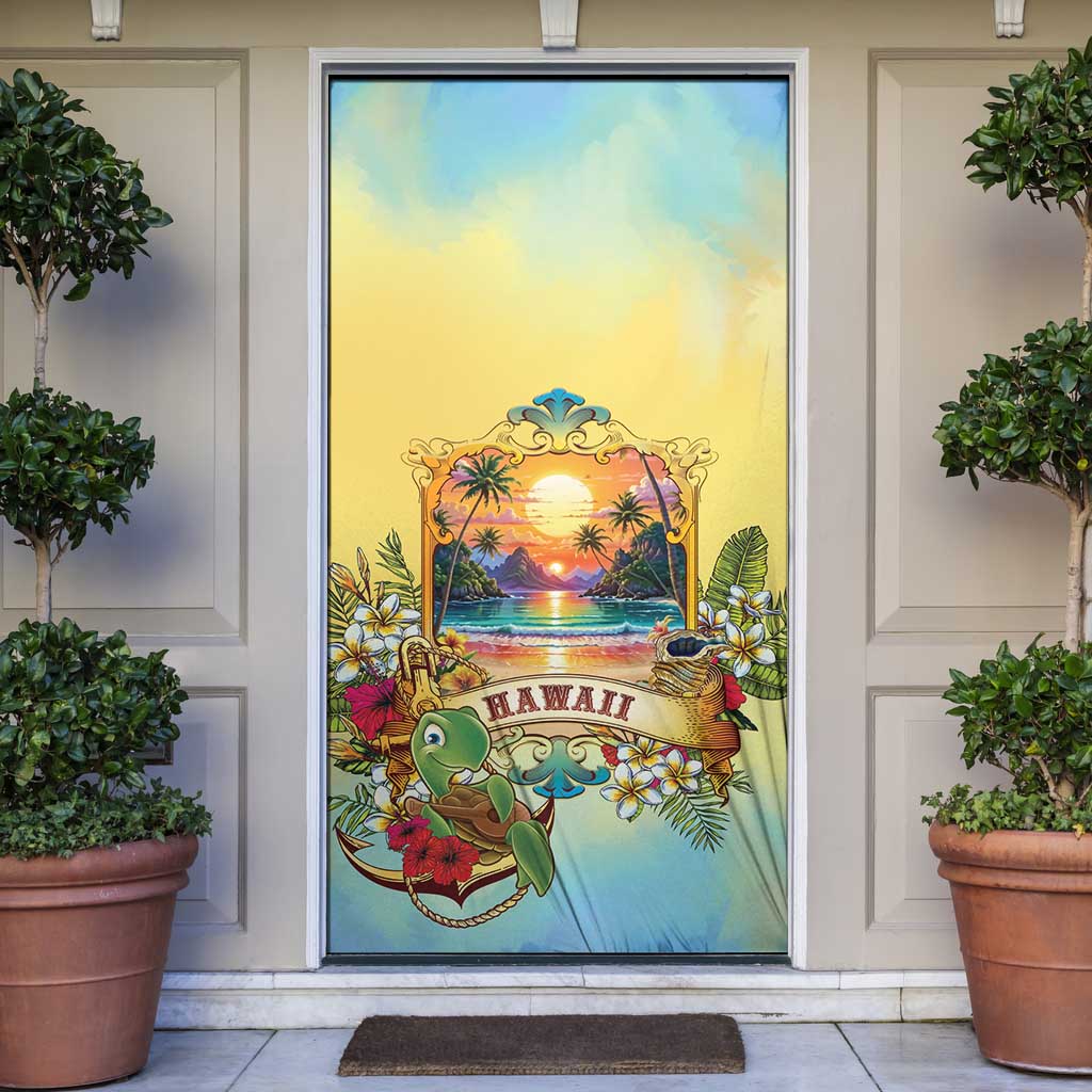 Aloha Hawaii Turtle Door Cover Retro Style - Polynesian Pride