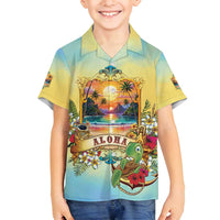 Aloha Hawaii Turtle Family Matching Long Sleeve Bodycon Dress and Hawaiian Shirt Retro Style - Polynesian Pride