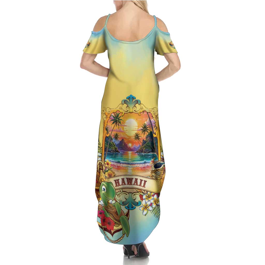 Aloha Hawaii Turtle Family Matching Summer Maxi Dress and Hawaiian Shirt Retro Style - Polynesian Pride