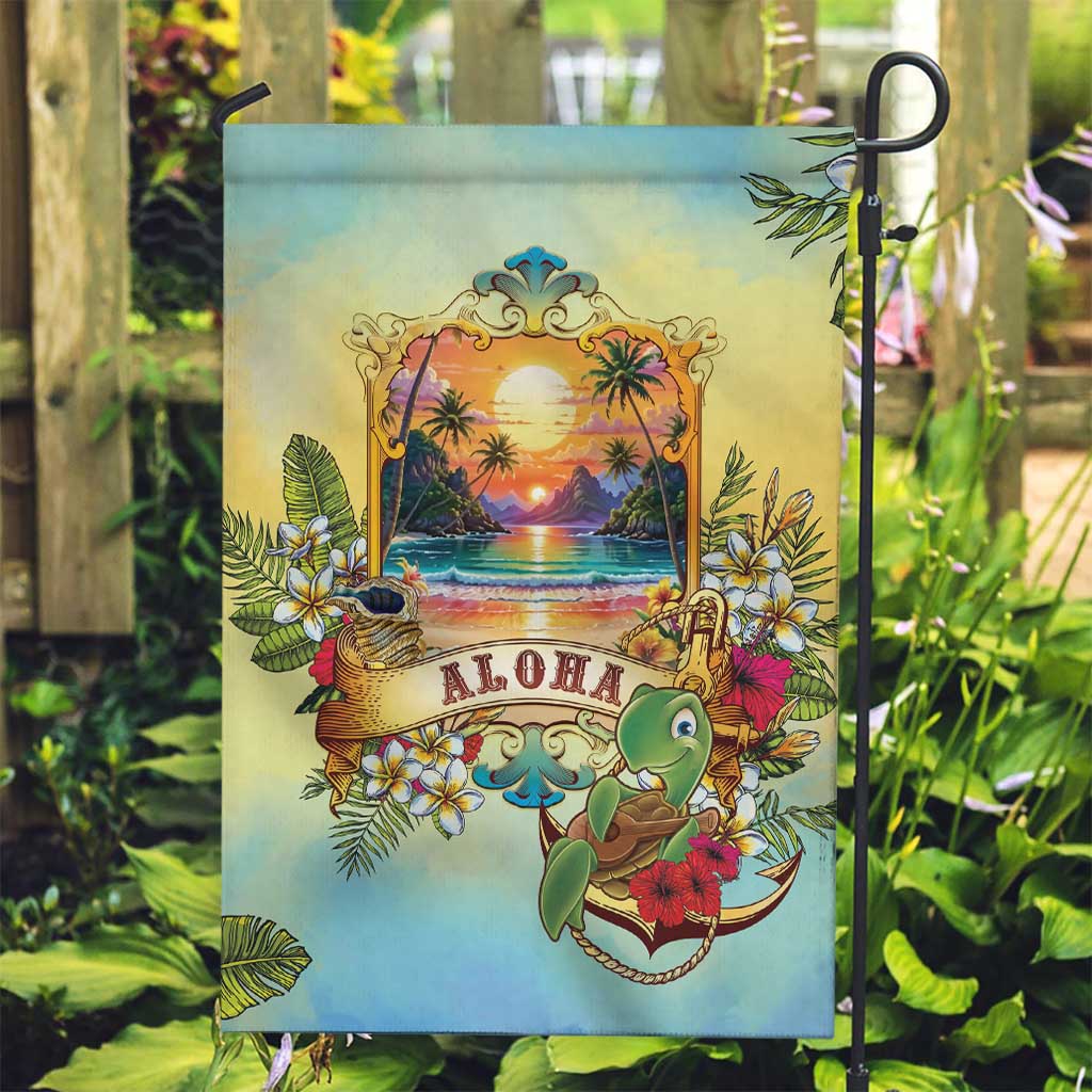 Aloha Hawaii Turtle Garden Flag Retro Style - Polynesian Pride