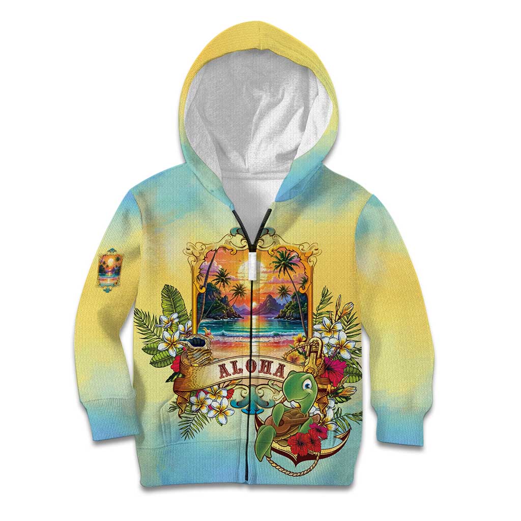 Aloha Hawaii Turtle Kid Hoodie Retro Style - Polynesian Pride