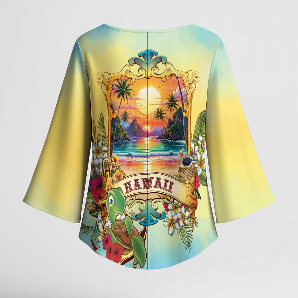 Aloha Hawaii Turtle Kimono Sleeve Blouse Retro Style - Polynesian Pride