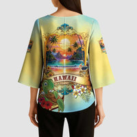 Aloha Hawaii Turtle Kimono Sleeve Blouse Retro Style - Polynesian Pride
