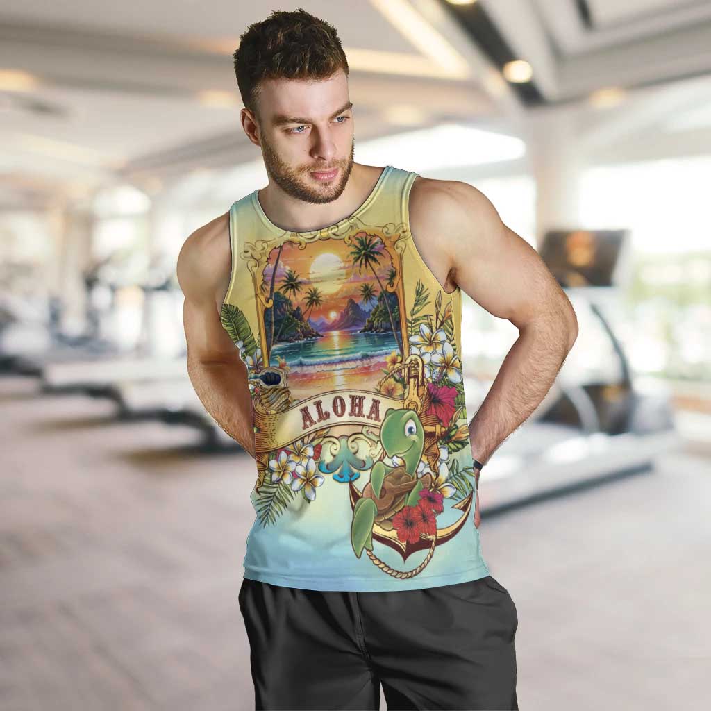 Aloha Hawaii Turtle Men Tank Top Retro Style - Polynesian Pride