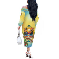 Aloha Hawaii Turtle Off The Shoulder Long Sleeve Dress Retro Style - Polynesian Pride