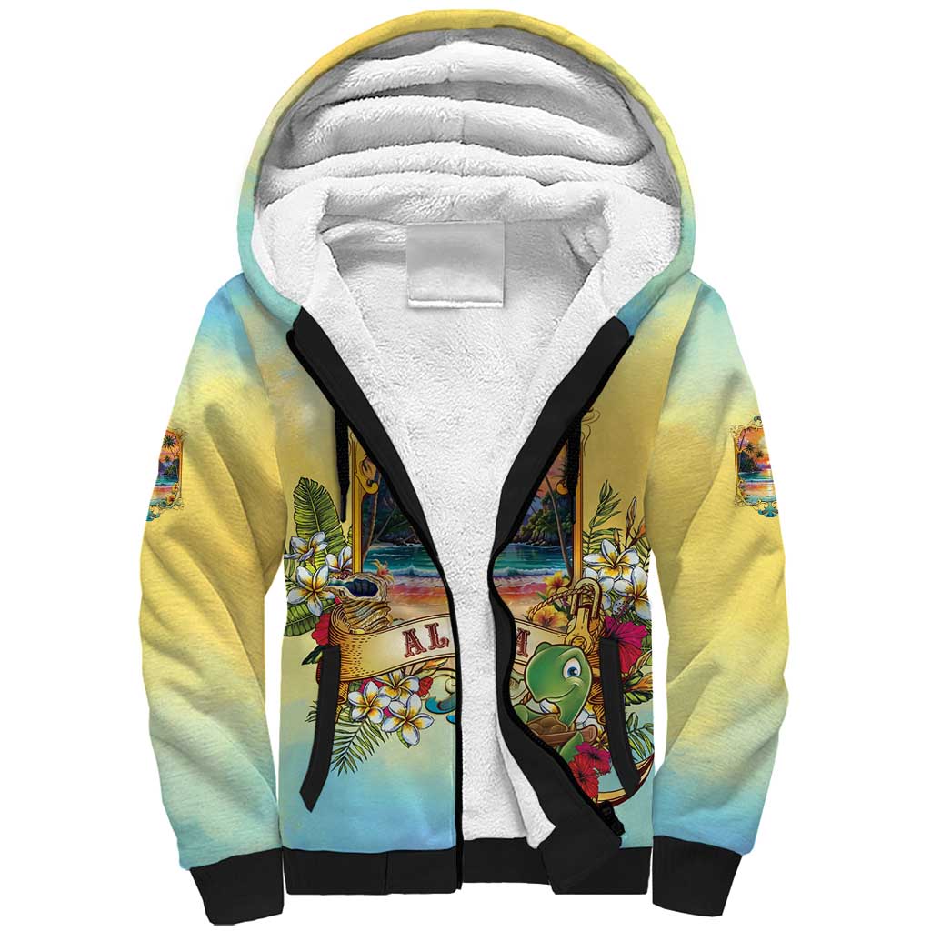 Aloha Hawaii Turtle Sherpa Hoodie Retro Style - Polynesian Pride