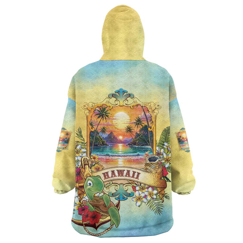 Aloha Hawaii Turtle Wearable Blanket Hoodie Retro Style - Polynesian Pride