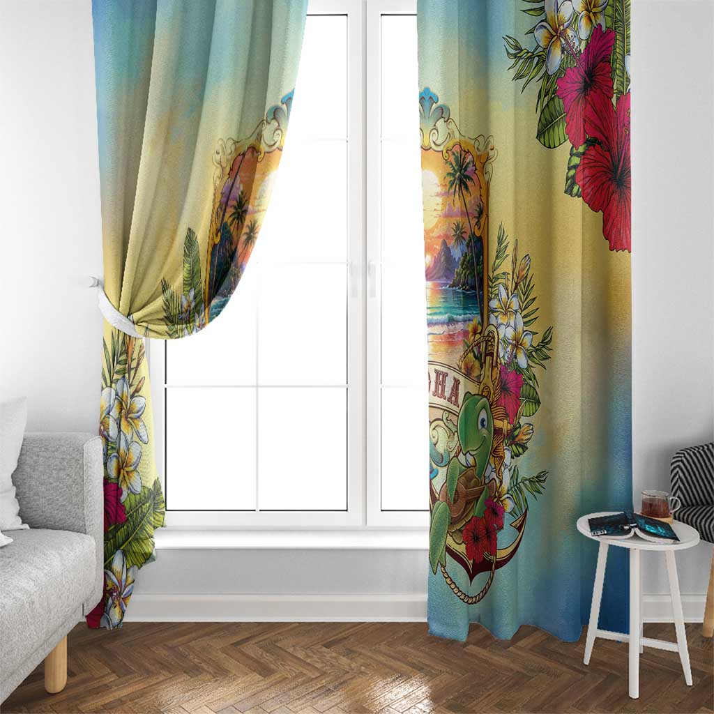 Aloha Hawaii Turtle Window Curtain Retro Style - Polynesian Pride