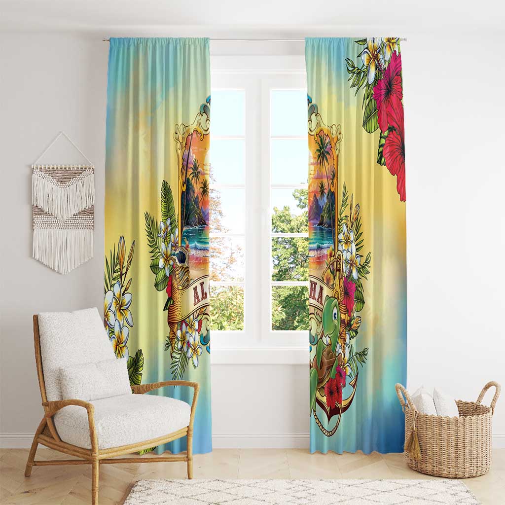 Aloha Hawaii Turtle Window Curtain Retro Style - Polynesian Pride