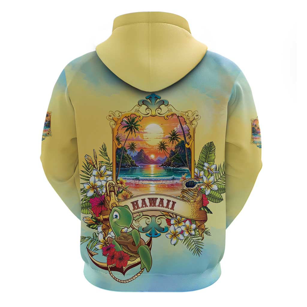 Aloha Hawaii Turtle Zip Hoodie Retro Style - Polynesian Pride