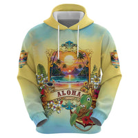 Aloha Hawaii Turtle Zip Hoodie Retro Style - Polynesian Pride