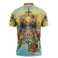 Aloha Hawaii Turtle Zipper Polo Shirt Retro Style - Polynesian Pride