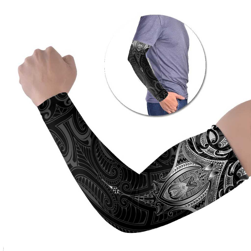 New Zealand Aotearoa Arm Sleeves Maori Manta Ray Moko Black - Polynesian Pride