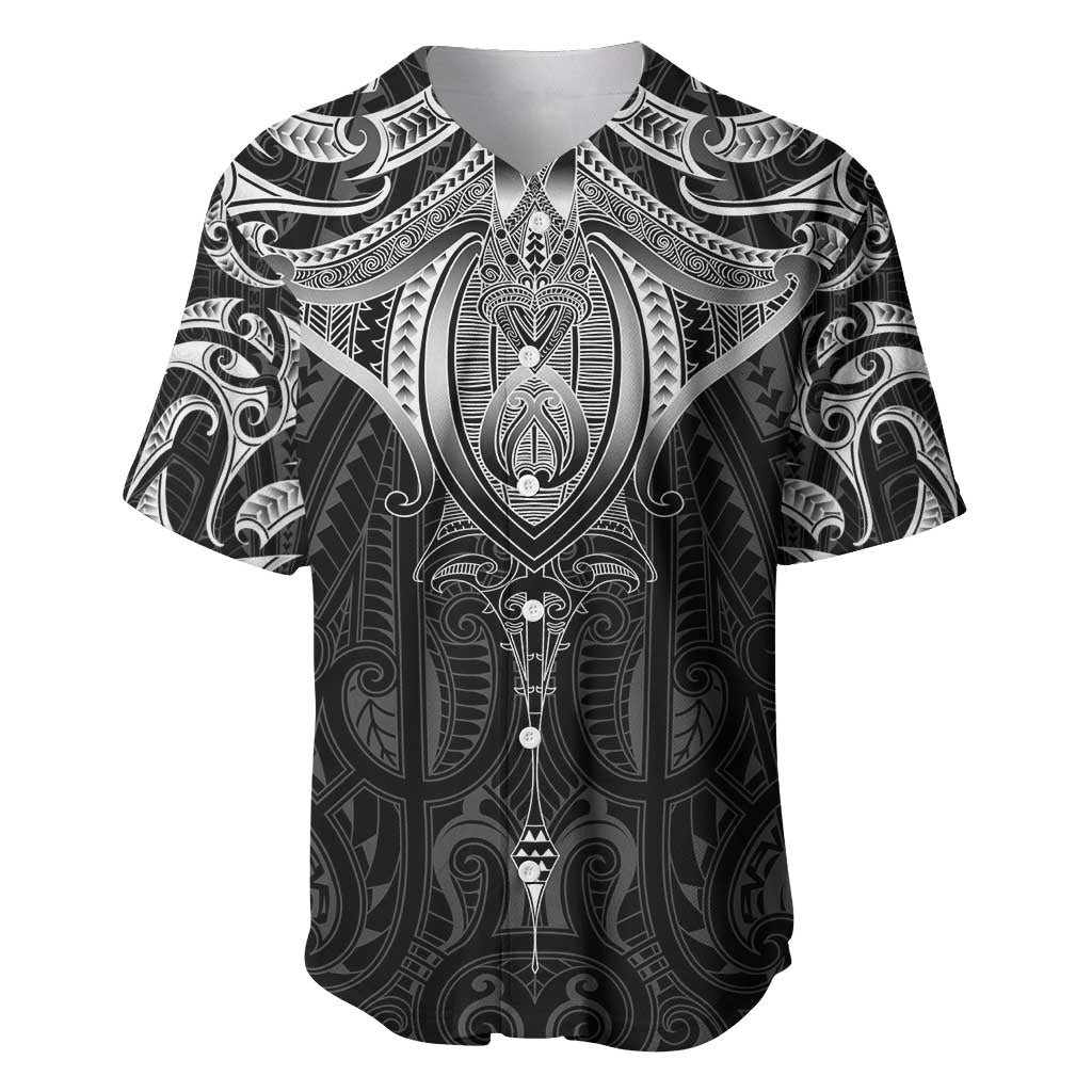 New Zealand Aotearoa Baseball Jersey Maori Manta Ray Moko Black - Polynesian Pride