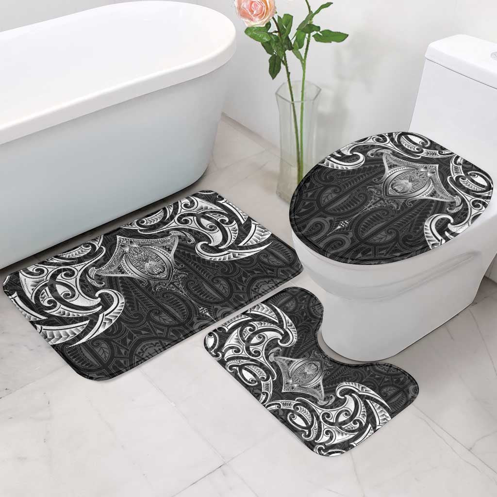 New Zealand Aotearoa Bathroom Set Maori Manta Ray Moko Black - Polynesian Pride