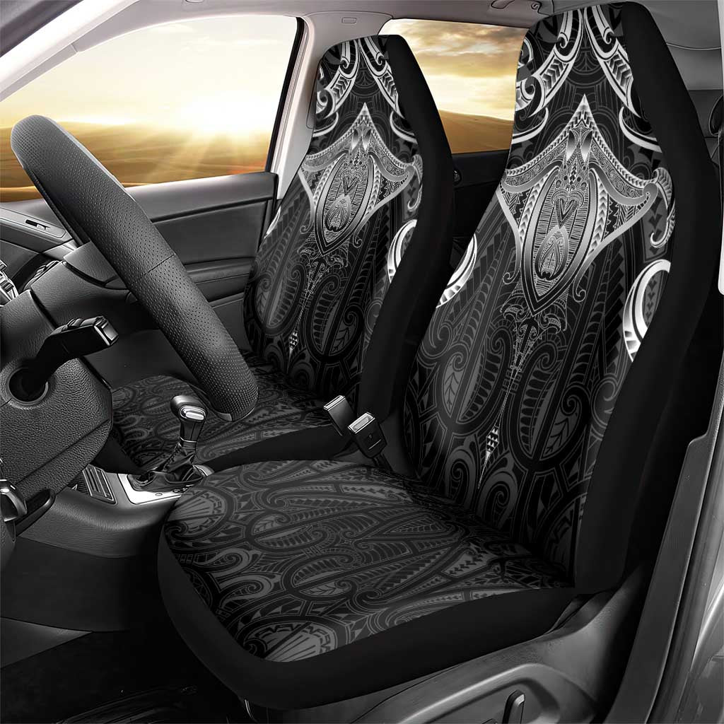 New Zealand Aotearoa Car Seat Cover Maori Manta Ray Moko Black - Polynesian Pride