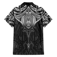 New Zealand Aotearoa Family Matching Long Sleeve Bodycon Dress and Hawaiian Shirt Maori Manta Ray Moko Black LT05 - Polynesian Pride