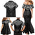 New Zealand Aotearoa Family Matching Mermaid Dress and Hawaiian Shirt Maori Manta Ray Moko Black - Polynesian Pride