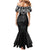 New Zealand Aotearoa Family Matching Mermaid Dress and Hawaiian Shirt Maori Manta Ray Moko Black - Polynesian Pride