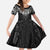 New Zealand Aotearoa Family Matching Short Sleeve Bodycon Dress and Hawaiian Shirt Maori Manta Ray Moko Black - Polynesian Pride