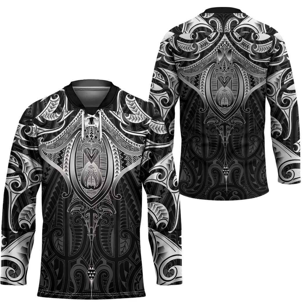 New Zealand Aotearoa Hockey Jersey Maori Manta Ray Moko Black - Polynesian Pride