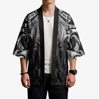 New Zealand Aotearoa Kimono Maori Manta Ray Moko Black - Polynesian Pride