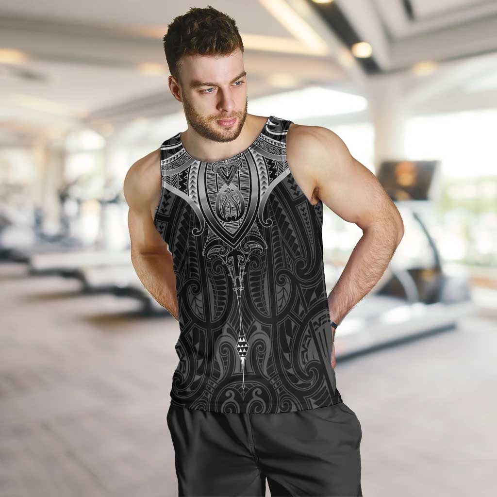 New Zealand Aotearoa Men Tank Top Maori Manta Ray Moko Black LT05 Black - Polynesian Pride