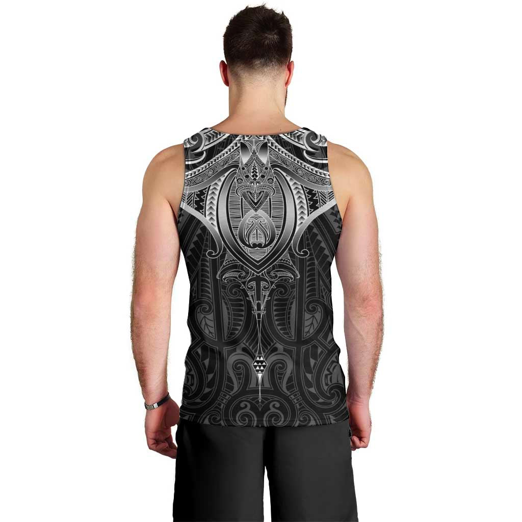 New Zealand Aotearoa Men Tank Top Maori Manta Ray Moko Black LT05 - Polynesian Pride