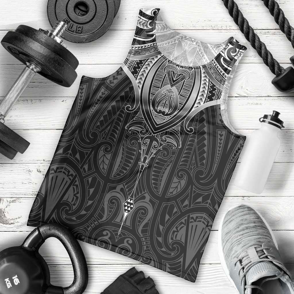 New Zealand Aotearoa Men Tank Top Maori Manta Ray Moko Black LT05 - Polynesian Pride
