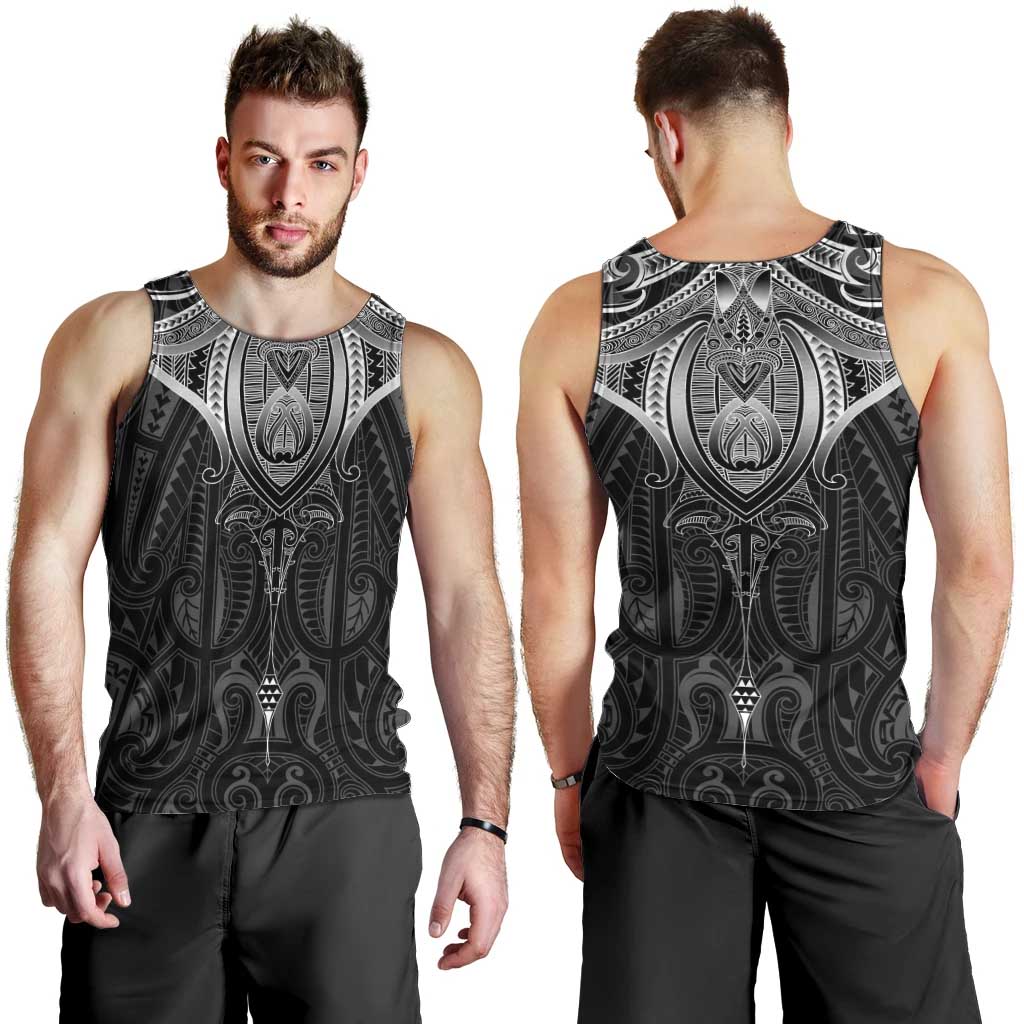 New Zealand Aotearoa Men Tank Top Maori Manta Ray Moko Black LT05 - Polynesian Pride