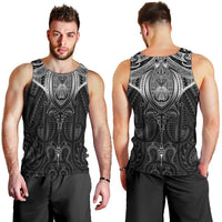 New Zealand Aotearoa Men Tank Top Maori Manta Ray Moko Black LT05 - Polynesian Pride