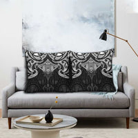 New Zealand Aotearoa Pillow Cover Maori Manta Ray Moko Black - Polynesian Pride