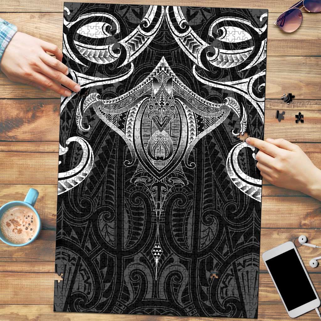 New Zealand Aotearoa Puzzle Maori Manta Ray Moko Black - Polynesian Pride