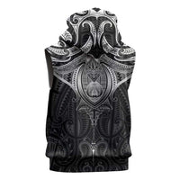 New Zealand Aotearoa Sleeveless Hoodie Maori Manta Ray Moko Black - Polynesian Pride