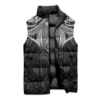 New Zealand Aotearoa Sleeveless Puffer Jacket Maori Manta Ray Moko Black - Polynesian Pride
