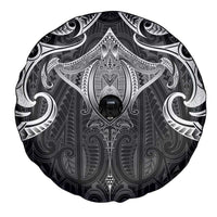 New Zealand Aotearoa Spare Tire Cover Maori Manta Ray Moko Black - Polynesian Pride