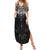 New Zealand Aotearoa Summer Maxi Dress Maori Manta Ray Moko Black - Polynesian Pride