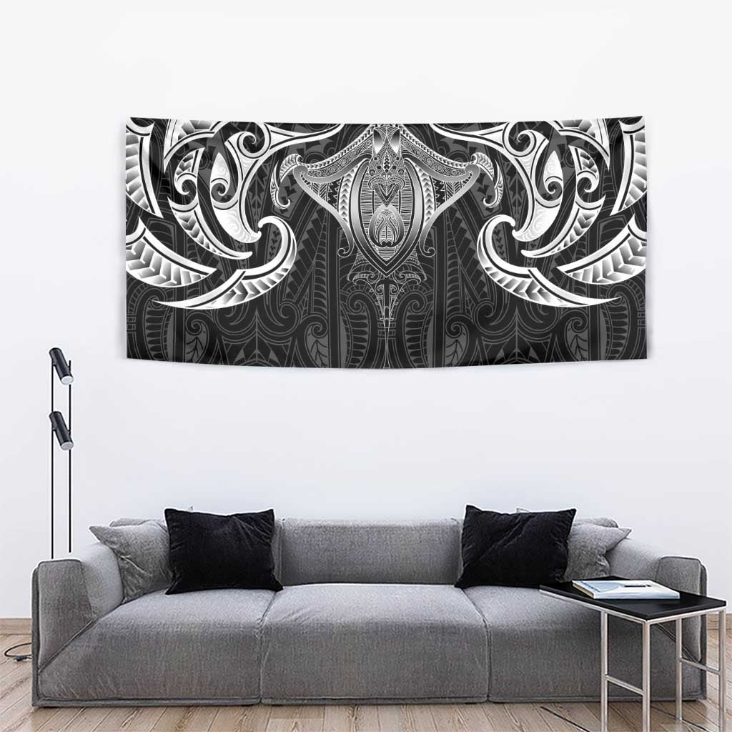 New Zealand Aotearoa Tapestry Maori Manta Ray Moko Black - Polynesian Pride