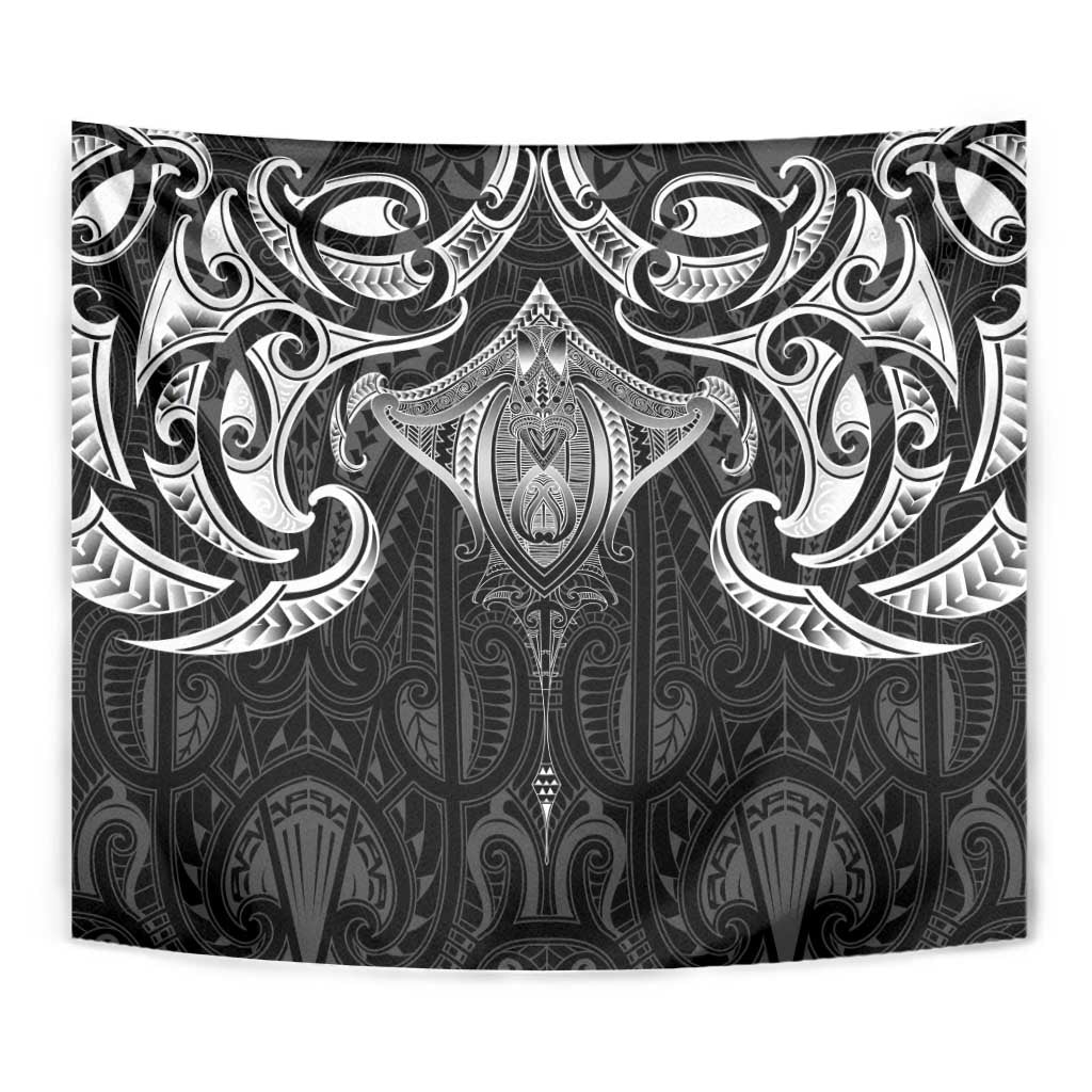 New Zealand Aotearoa Tapestry Maori Manta Ray Moko Black - Polynesian Pride