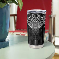 New Zealand Aotearoa Tumbler Cup Maori Manta Ray Moko Black - Polynesian Pride