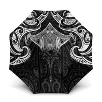 New Zealand Aotearoa Umbrella Maori Manta Ray Moko Black - Polynesian Pride