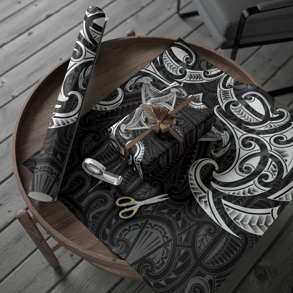 New Zealand Aotearoa Wrapping Paper Maori Manta Ray Moko Black - Polynesian Pride