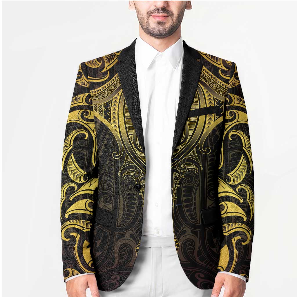 New Zealand Aotearoa Blazer Maori Manta Ray Moko Gold - Polynesian Pride