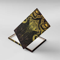 New Zealand Aotearoa Canvas Wall Art Maori Manta Ray Moko Gold LT05 With Frame Gold - Polynesian Pride